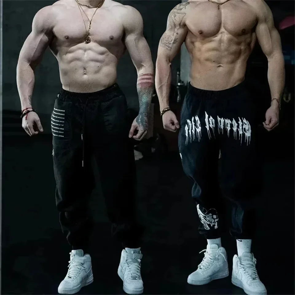 Noví muži Večný život tepláky telocvičňa Fitness Športové nohavice Kulturista Kulturisty Beggery tréningové nohavice pánske bavlnené jogging bežiace nohavice