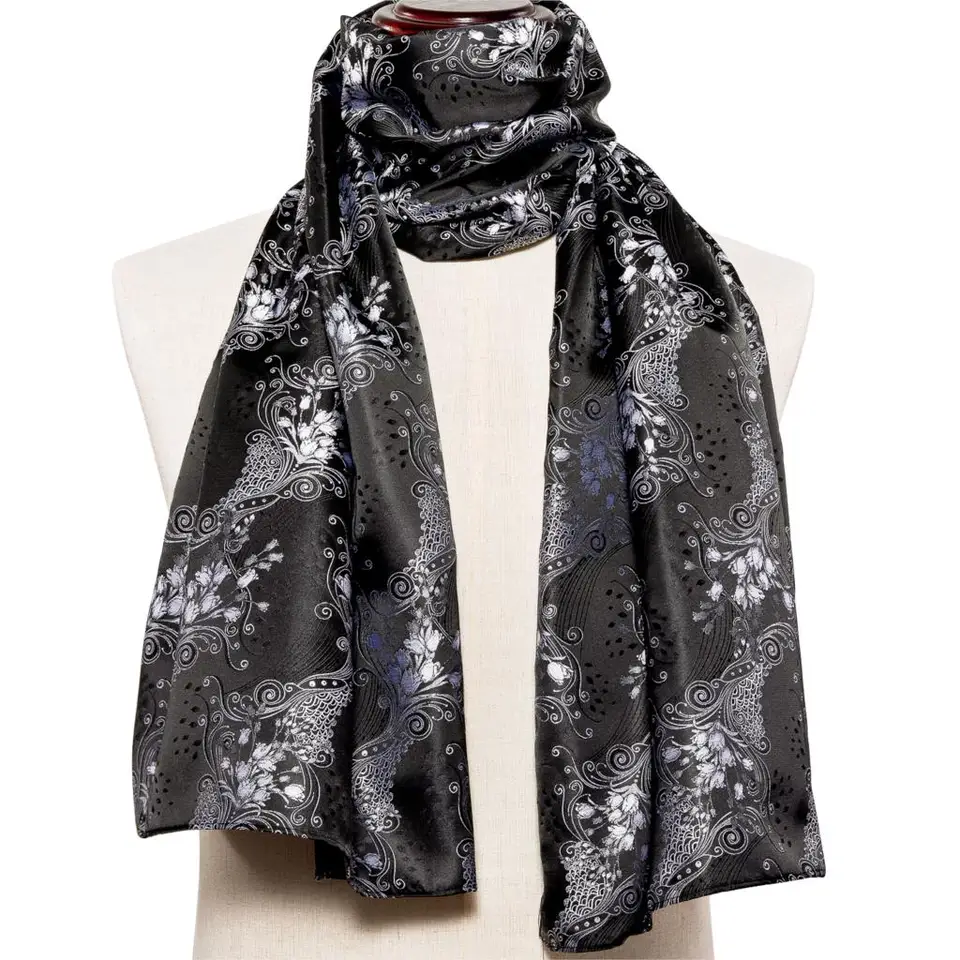 Noví muži šál čierny dlhý Jacquard Paisley 100% hodvábna šál jeseň zimná zimná voľná retro obchodná košeľa šatka šál Barry.wang