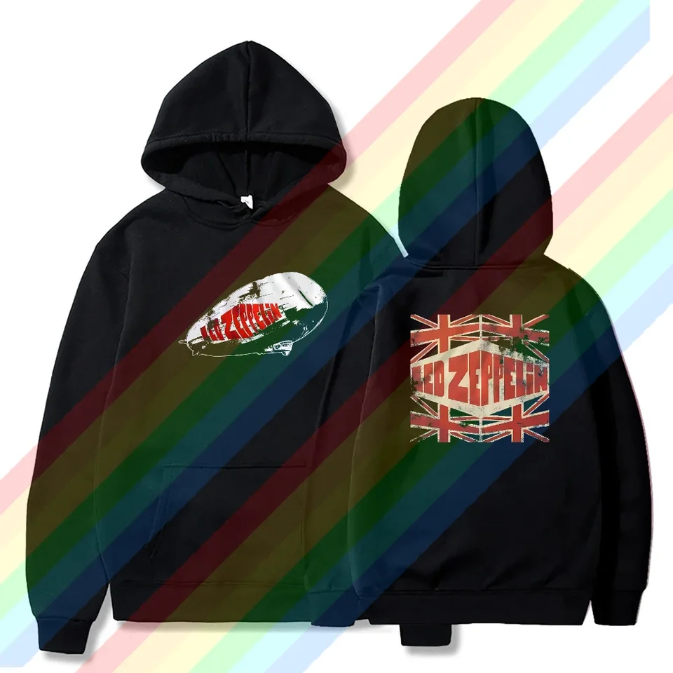 Noví nadrozmerní základní muži Vintage LEDS Rock Band Zeppelin Mothership Hoodie Dámske tepelné športové oblečenie s dlhým rukávom Unisex S-3XL