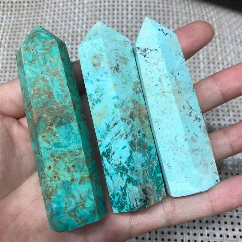 Noví prílety duchovné liečivé kryštály Tower Natural Green Blue Turquoise Point Crystal Wand na predaj