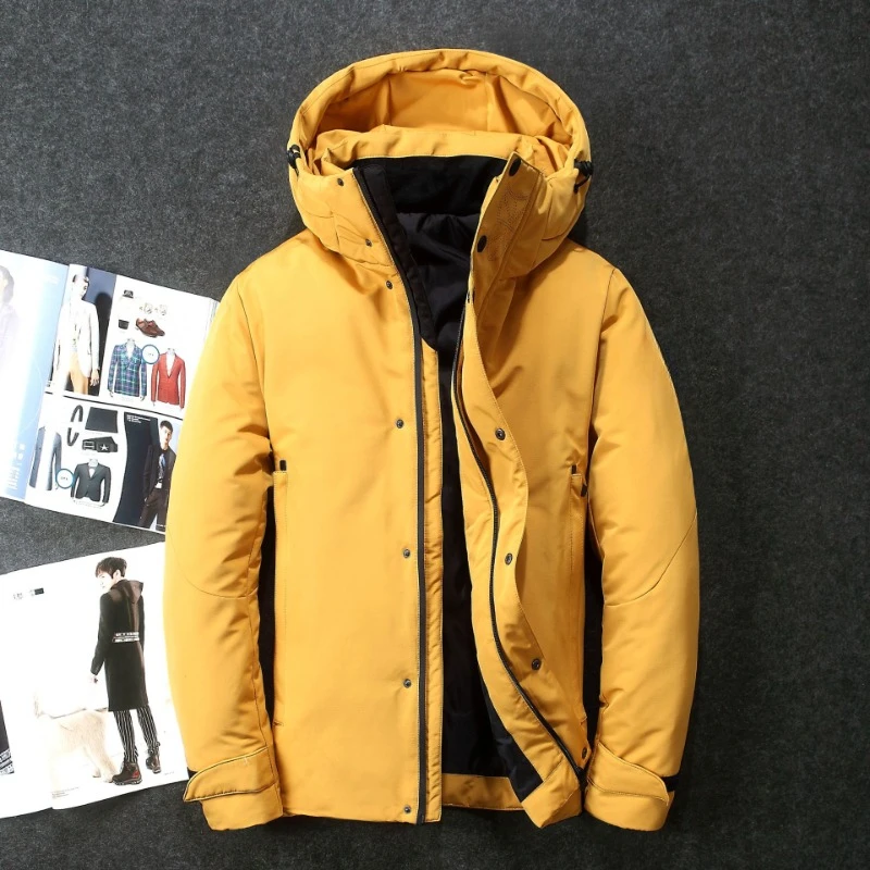 Noví zimní muži s kapucňou príležitostné kačacie kabáty hrubšie teplé bundy Tooling Parkas Kvalita Mužský vonkajší vetrový bundy 3xl