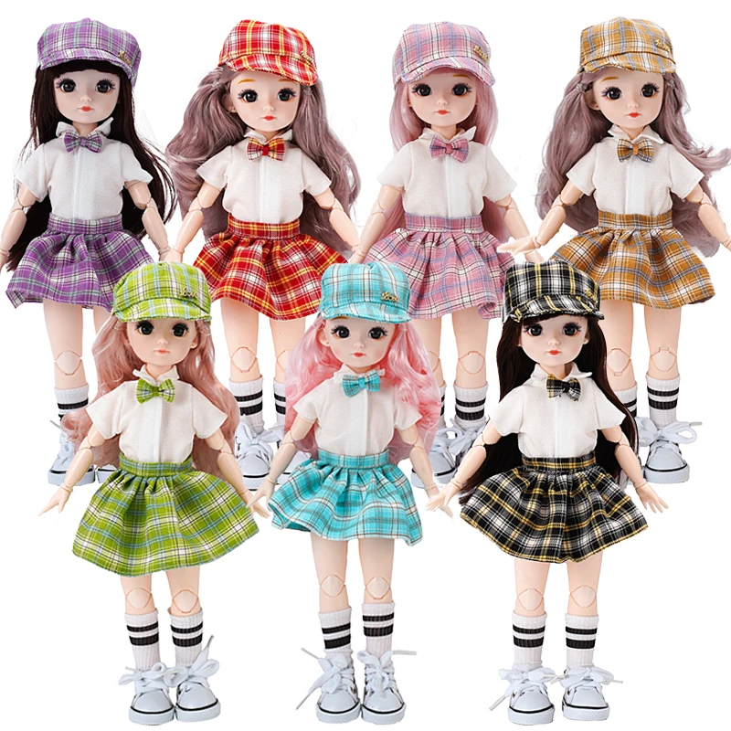 NOVÝ 1/6 BJD Doll Suit Student Uniforma Set Set Clowriu