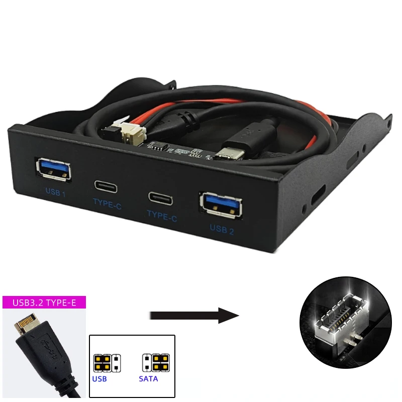 Nový 10G USB 3.2 Gen2 Gen2 Hub 2x USB3.2 Gen2 + 2x Typ-C Typ E Type E do predného typu C pre pracovnú plochu 3,5 