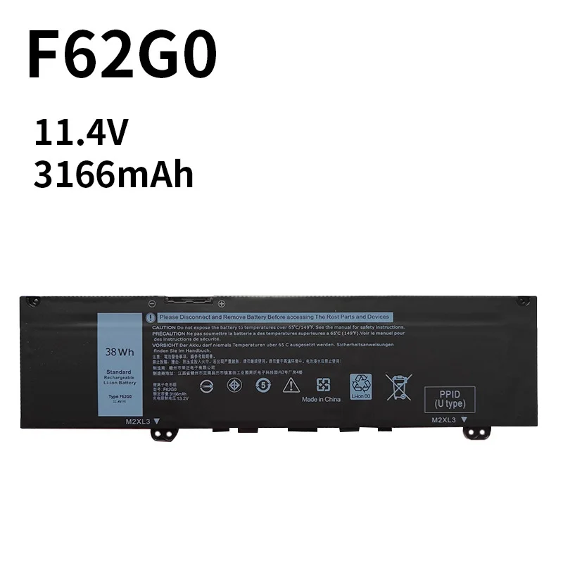 NOVÝ 11,4V 38WH F62G0 Batéria pre Dell Inspiron 13 7386 2-v-1 5370 7370 7380 7373 VOStro 5370 RPJC3 P91G P83G P87G NAPOHOP