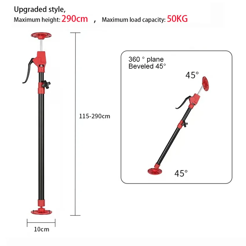 Nový 115-290 cm oceľový teleskopický rýchly podporný prút nastaviteľný systém podpory tretieho ruky pre konektor skrinky, sádrokartón Jack a nákladné bary