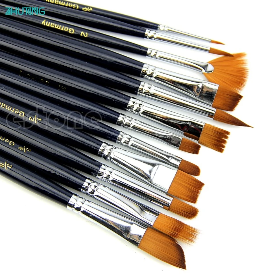 Nový 12x umelecký maliarsky kefka Nylon Hair Watercolor akrylová olejomaľba dodávky január18