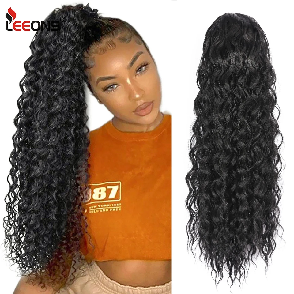 Nový 16/22 palca Afro Kinky Curly Replace cop cop cytail predlžovanie vlasov cytail hlboká vlna šnúrka cytail prírodné predlžovanie vlasov