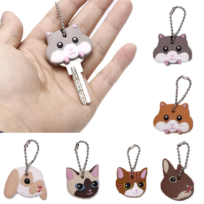 NOVÝ 1PC Silikónový kľúče kľúča kryt hlavy kľúča kľúča puzdro škrupina psie mačacie zvieratá tvar Krásny šperk darček pre ženy/muž