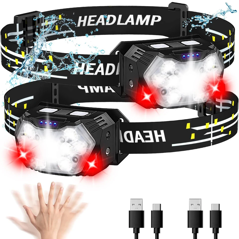 NOVÝ 2000LM Ultra Bright 9 LED svetlomet USB C Nabíjateľný svetlomet 10 režimov