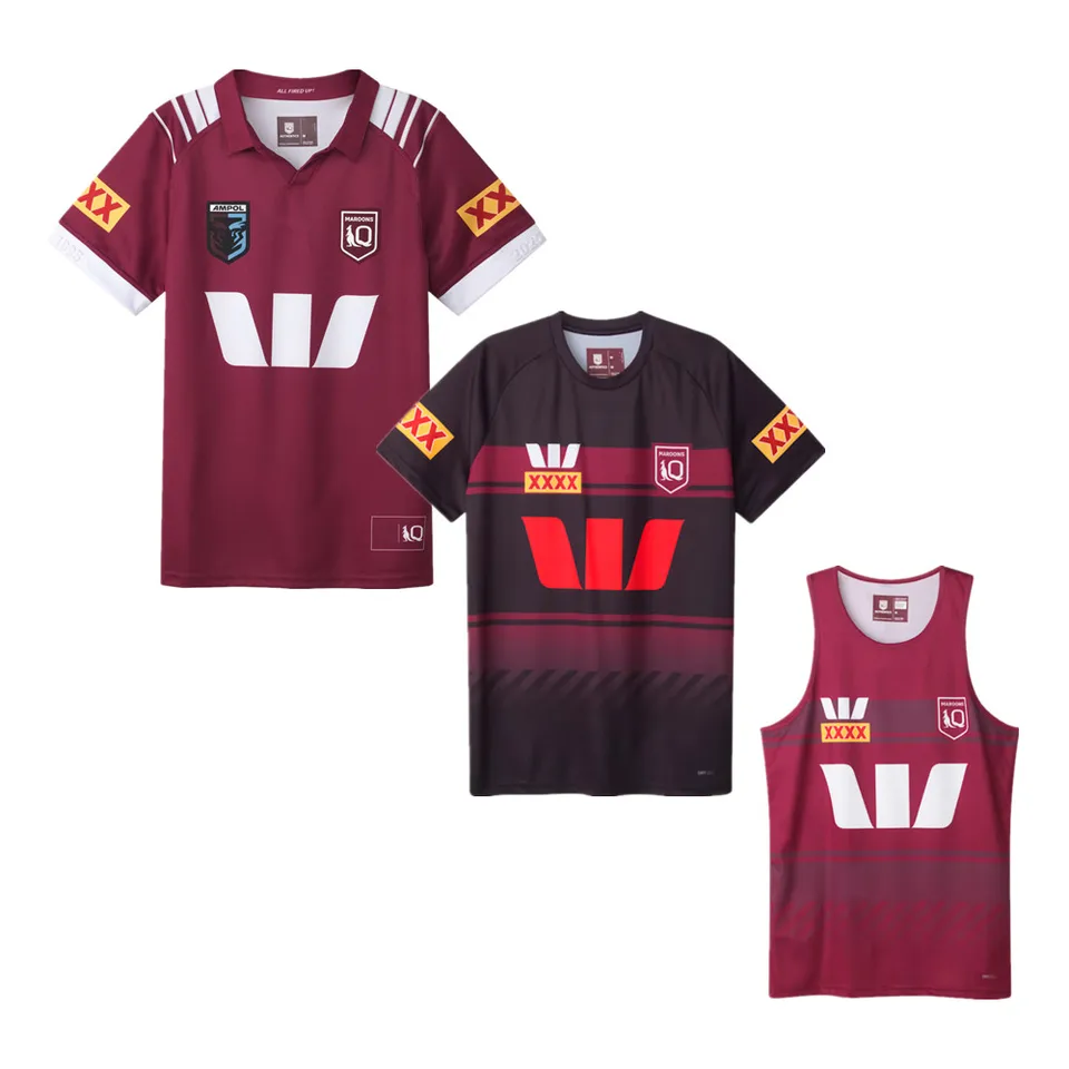 Nový 2025 Queensland Maroons Rugby Jersey Australia Qld Maroons Rugby Shirt Vest Singlet