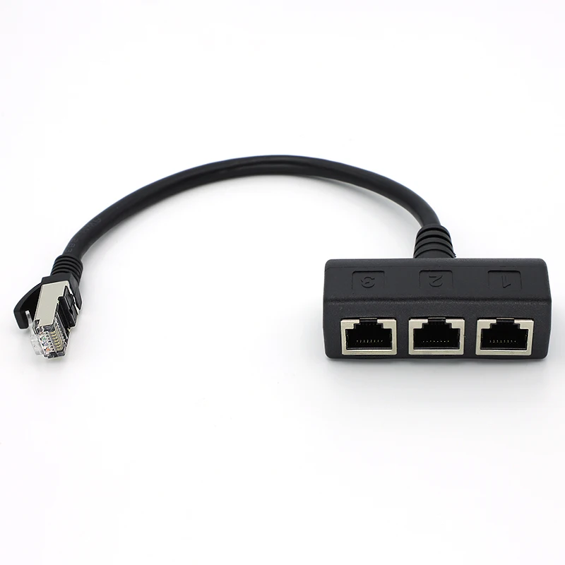 Nový 3 v 1 RJ45 Splitter LAN Ethernet Network RJ45 Connector Extender Adapter Cable pre sieťové rozšírenie 1 muž na 3 ženy