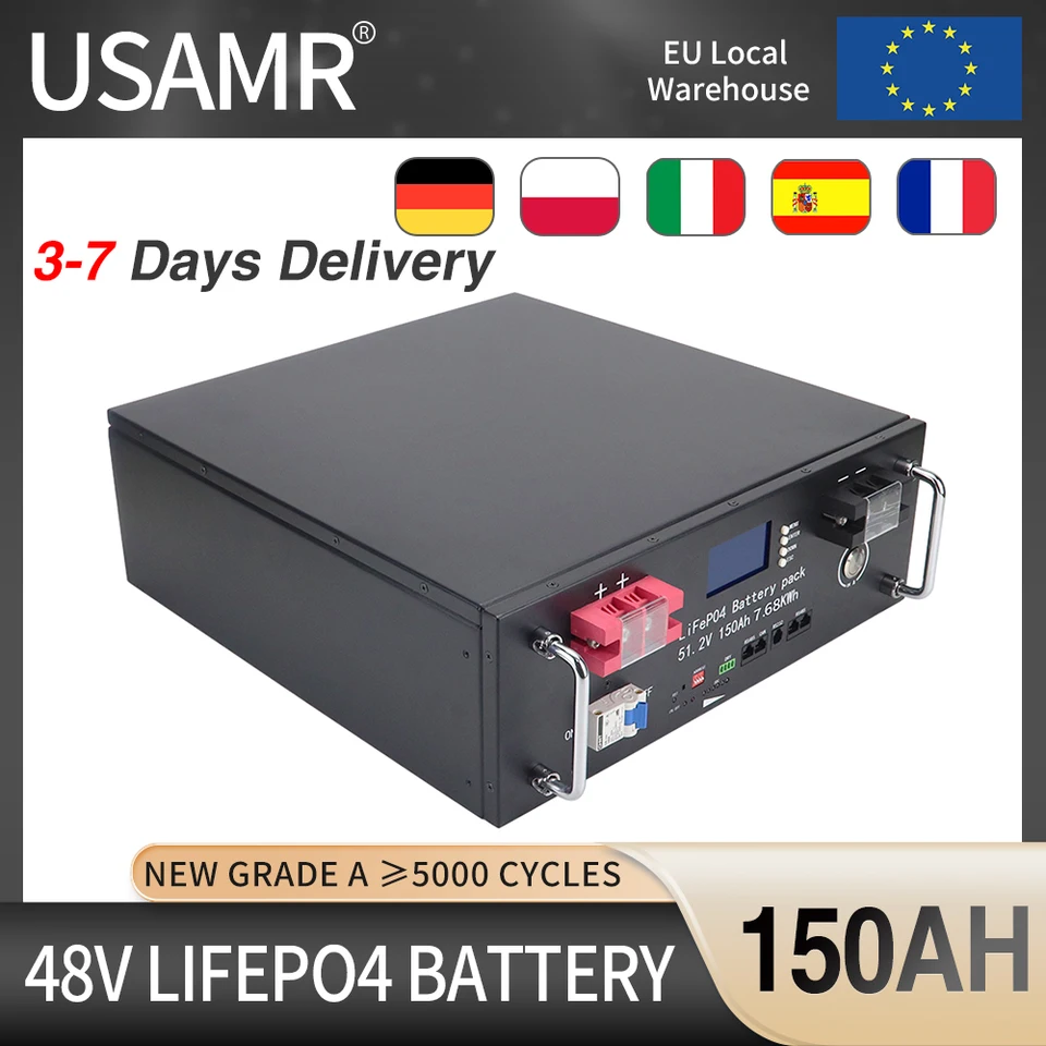 NOVÝ 48 V 150AS LIFEPO4 Vstavaný BMS Littium Fosforečnerné bunky 5 000+ Hlboký cyklus RV Campers Golf Cart Solar Daň zadarmo