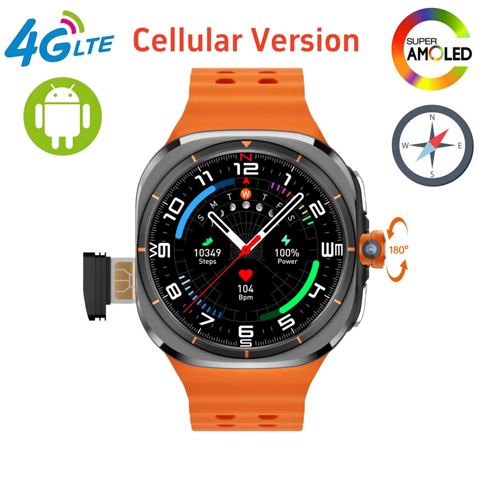 NOVÝ 4G Full Netcom Smart Watch Android Watch Cellular Version Smartwatch Rotary Camera GPS WiFi AMOLED pre Samsung Galaxy Watch