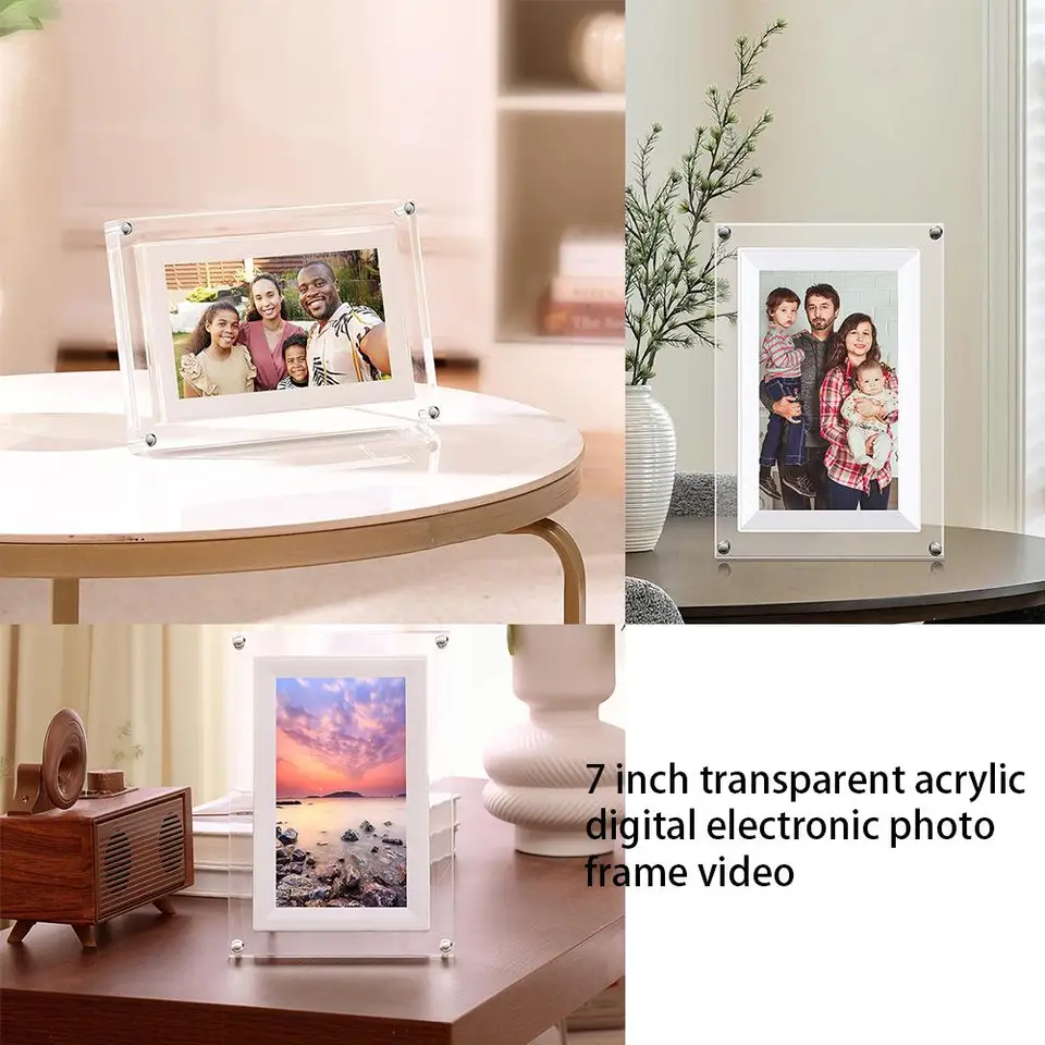 Nový 7-palcový akrylový digitálny fotografický rámec Multifunkčný ráme