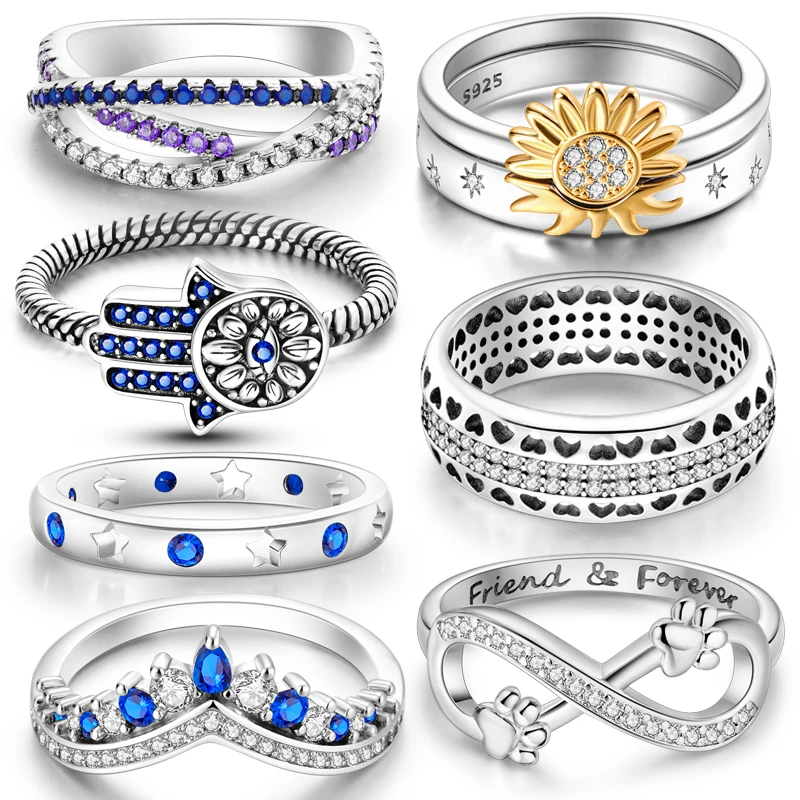 Nový 925 Sterling Silver Ring pre dámske srdce v tvare srdca v tvare srdca v tvare srdca v tvare starmon