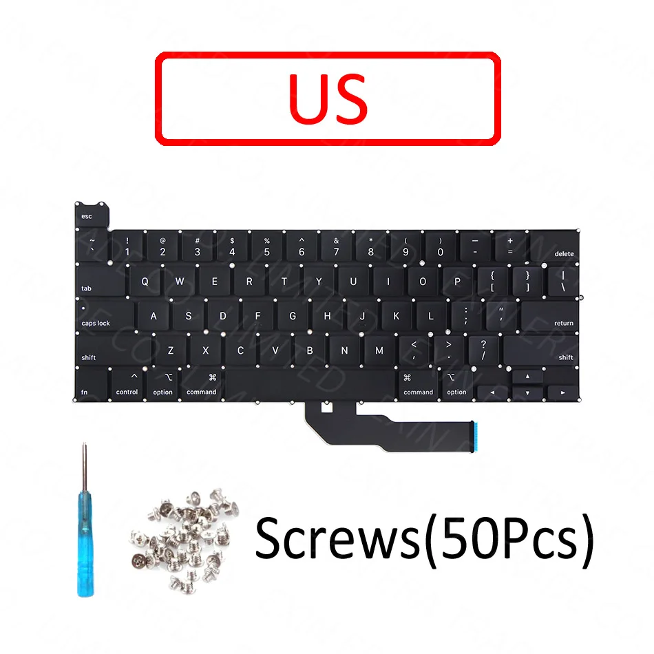 NOVÝ A2251 Klávesnica UK UK UKOLNOSTI FRANCICKÝ RUSKÝ RUSKÝ NEMCELSKÝ TALIAN DANISKA PRE MacBook Pro Sietnici 13 