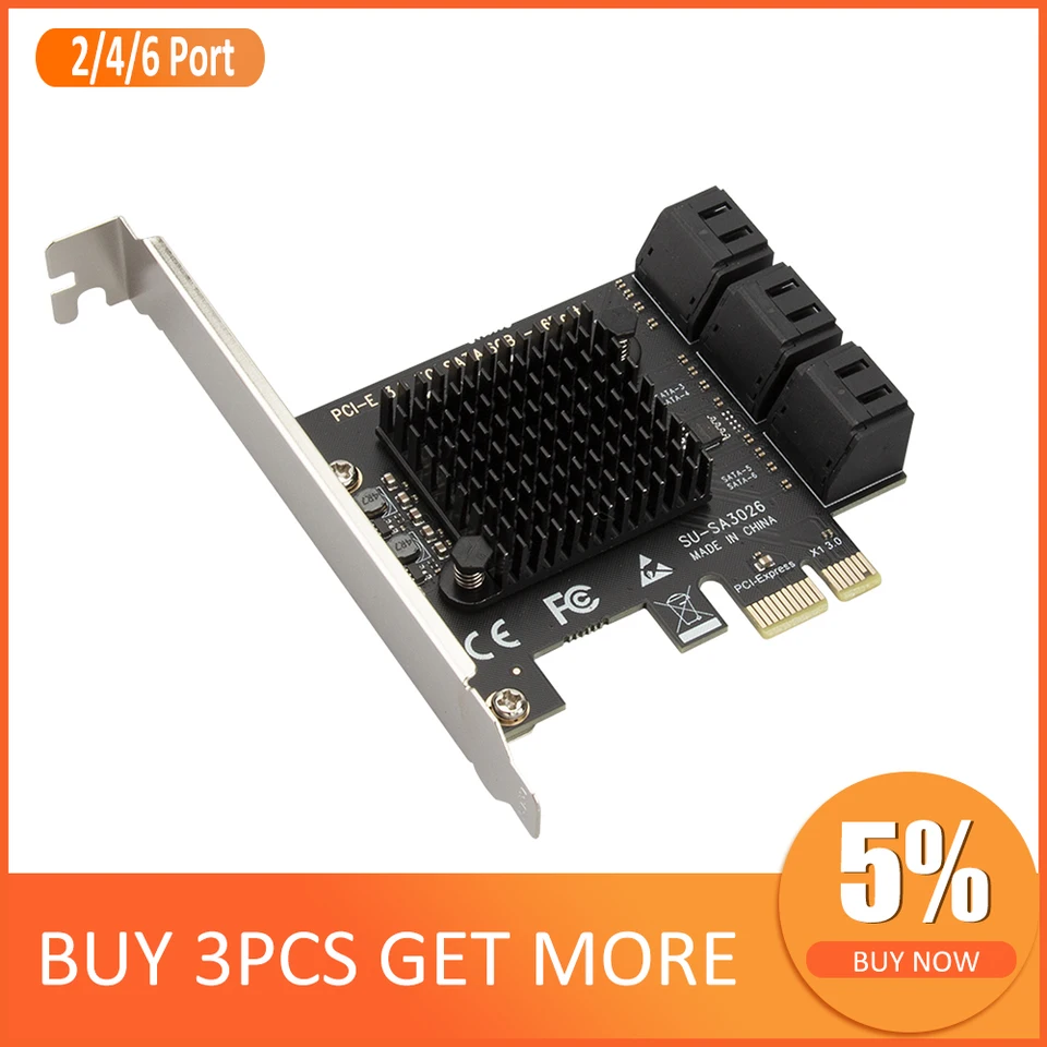 Nový adaptér SATA PCIe 2/4/6 Port SATA III pre PCI Express 3.0 X1 CONFORMÁCIA Adaptéra Adaptéra CARD SUPTER X4 X6 X8 X16 6 GBPS
