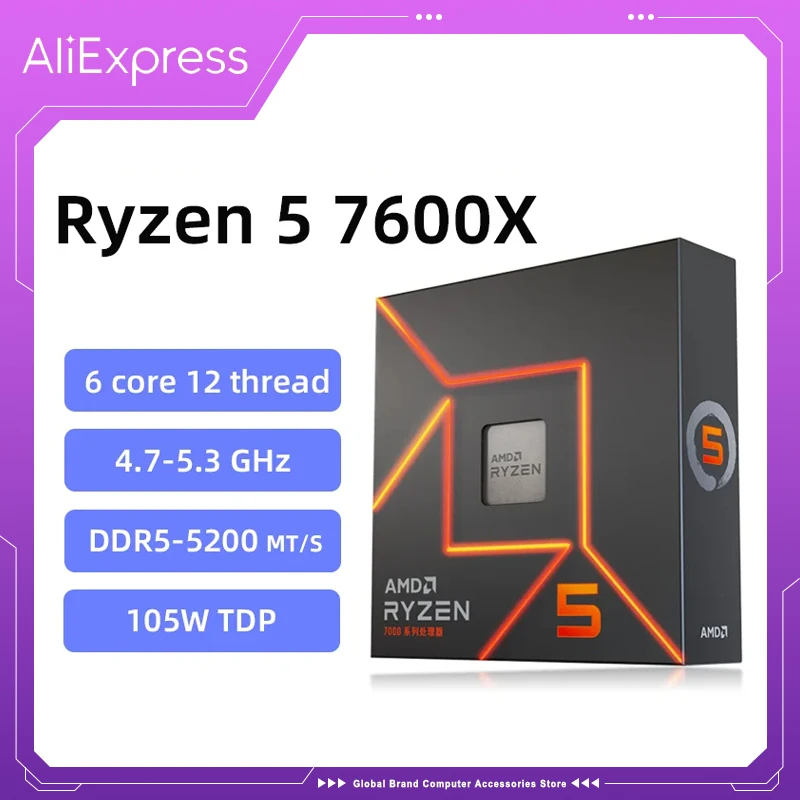 Nový AMD Ryzen 5 7600X R5 7600X 4,7 GHz 6-jadrová 12-litrová PCIe 5.0 105W procesor CPU 5NM L3 = 32 m 100-000000593 LGA AM5 프로세서 Hazardné hry