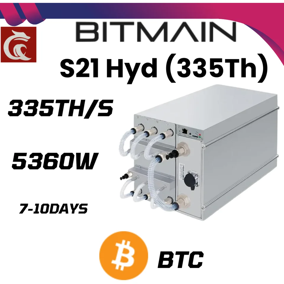 Nový bankový stroj Bitmain S21 HYD 335T 5360W Btc Mining Machine ASIC Bitcoin Ening Ready Inventory