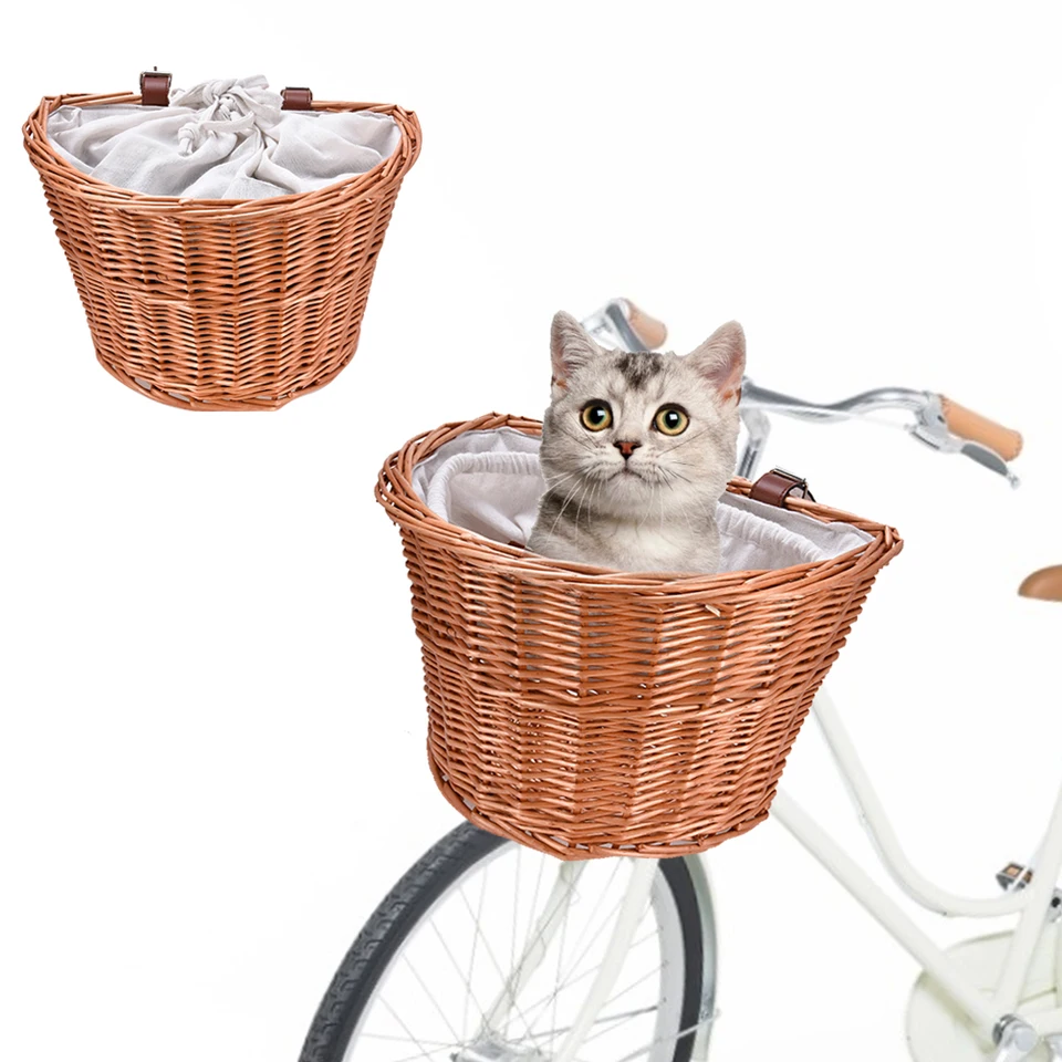 Nový bicykel košík prútený tkaný bicykel predná rukavica Pet Desk Dog Basket Malý kontajner pre domáce nosiče nákupná taška