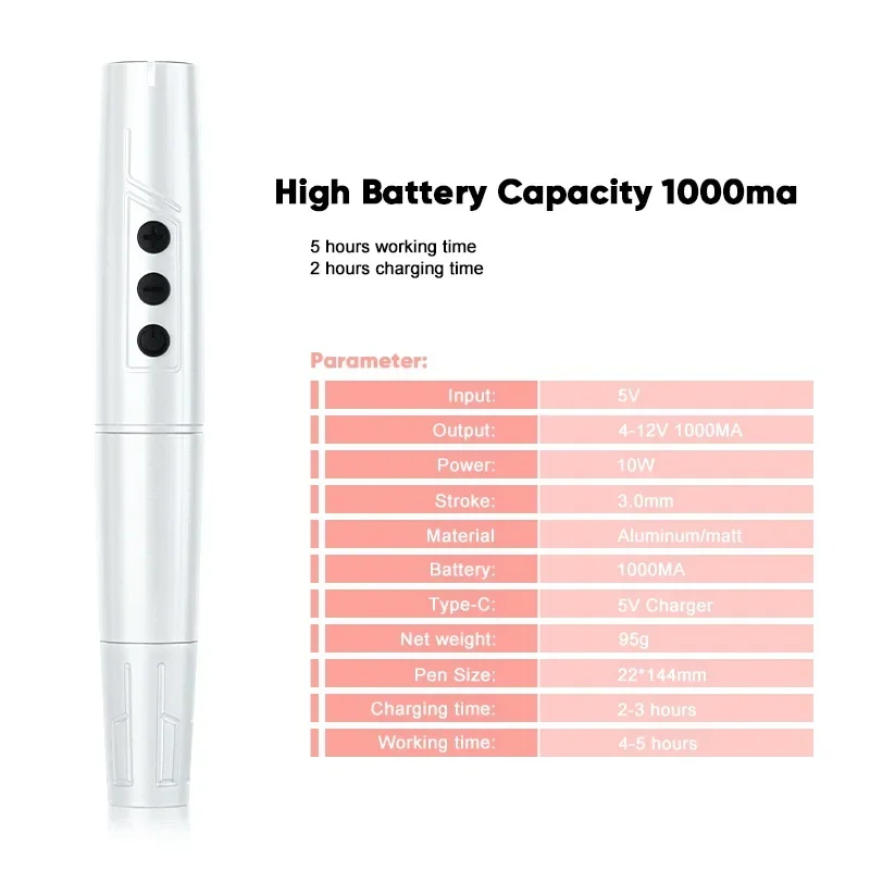 Nový Biomaser White Pearl Wireless Trvalý make -up stroj TP006 bezdrôtový permanentný make -up pevný mikroshadingový make -up sada