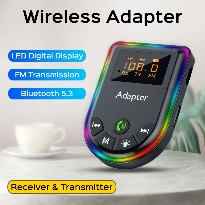 Nový bluetoothový prijímač LED displej TF Play RCA 3,5 mm AUX HIFI Audio Wireless Adapter pre slúchadlá TV CAR PC