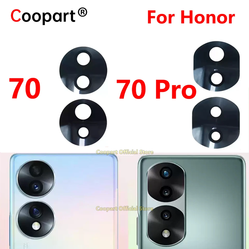 Nový Coopart Zadná zadná kamera sklenená šošovka pre Honor 70 70 Pro 5G FNE-NX9 Náhrada s lepiacou nálepkou