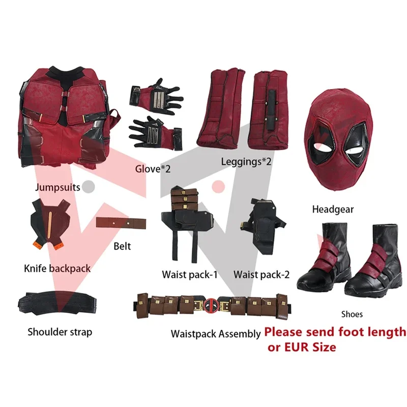 Nový Deadpooling 3 Wade Winston Wilson Screcksuit Belt Accessories Mask Cosplay kostým na zvolenie filmu proti hrdinskému obleku Halloween
