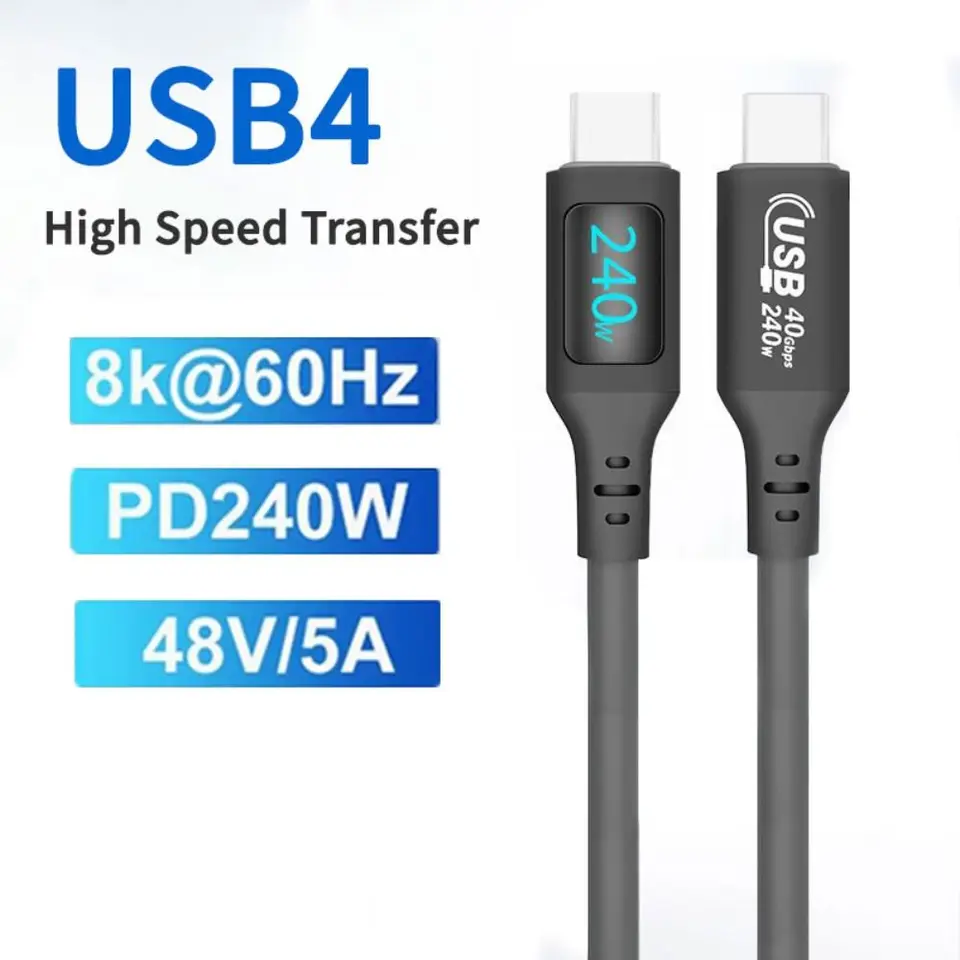 Nový digitálny displej USB-C nabíjací kábel PD 240 W 40 Gbps