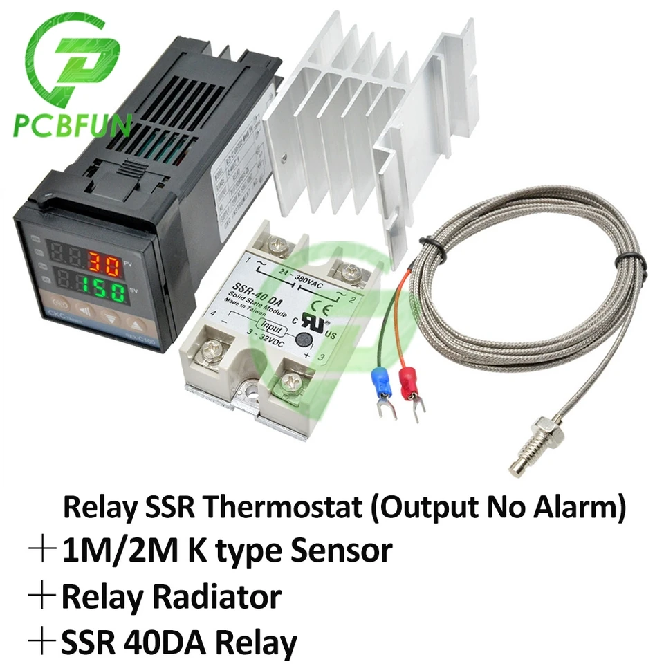 Nový digitálny regulátor teploty PID REX-C100 Rex C100 Thermostat + 40DA SSR Relé K Termočlánky 1M 2M sonda RKC MAX 0-1300C