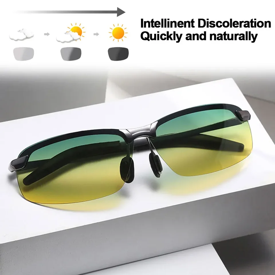 Nový dizajn Deň a noc fotochromatické polarizované slnečné okuliare Muži Drivujúce okuliare Chameleon okuliare okuliare UV400 Gafas de Sol Hombre