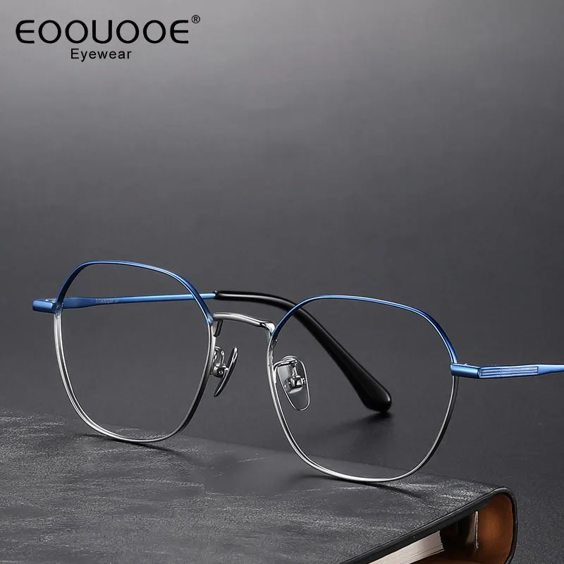 Nový dizajn Men Dámske okuliare Ráme Titanium oči Geometric Geometric Myopia Eyewear Medical Lekárske predpisy UV ochrana šošoviek