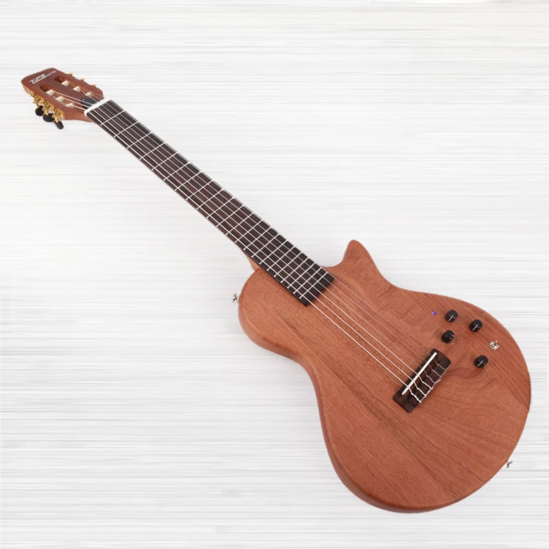 Nový dizajn Nylon String Klasická tichá elektrická gitara vstavaná v skutočnosti cestovná prenosná preprava zdarma