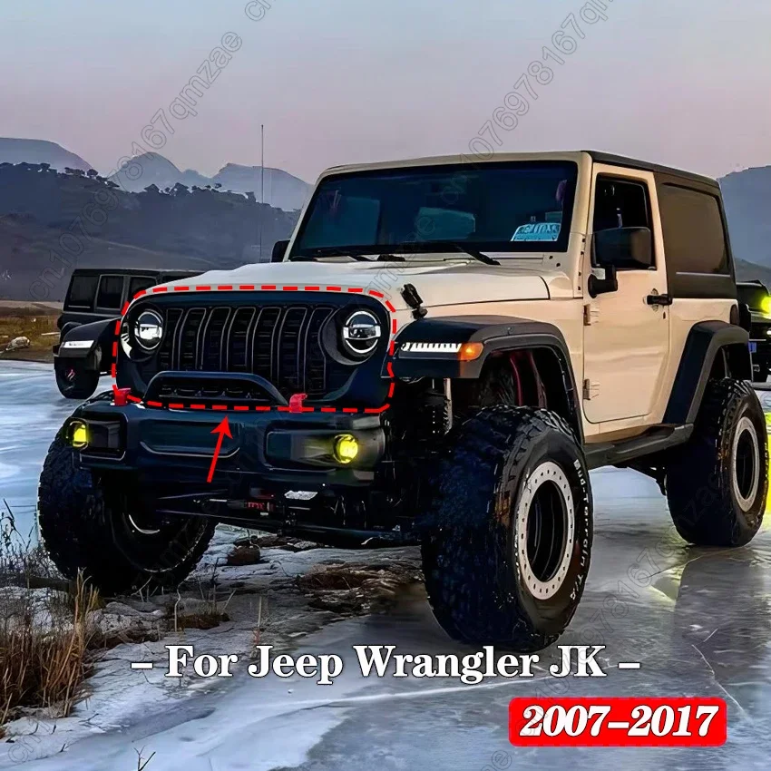 Nový dizajn prednej mriežky ABS 2024 GRIL GRIL pre Jeep WRANGLER JK 2007-2017 Aktualizácia gril JL Style Racing Gril Exterior Kits