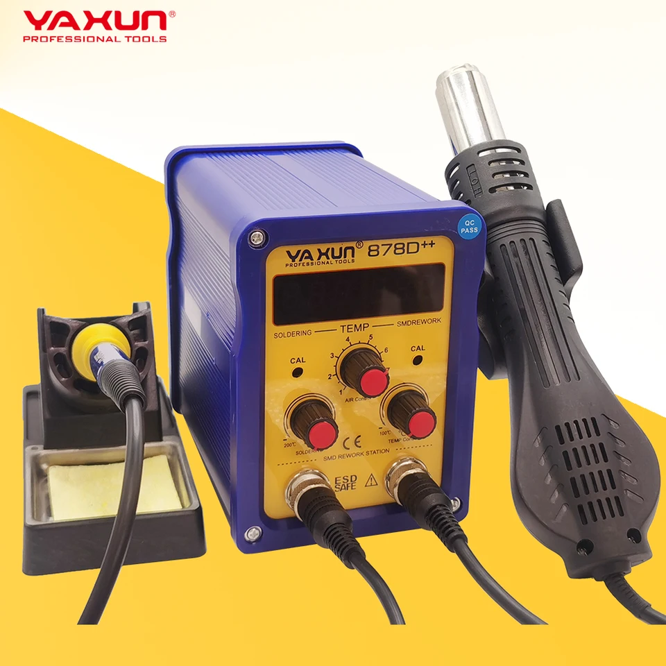 Nový dizajn YAXUN 878D ++ 2 v 1 SMD HOT AIR A SOCKERSERS DUAL DIGITÁLNA DIS BGA Automatická stanica Automatická remwork