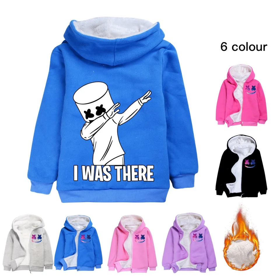 Nový DJ Marshmello Jacket Coat Fashion Detský odev anime s kapucňou zimný teplý vonkajší outerwe801