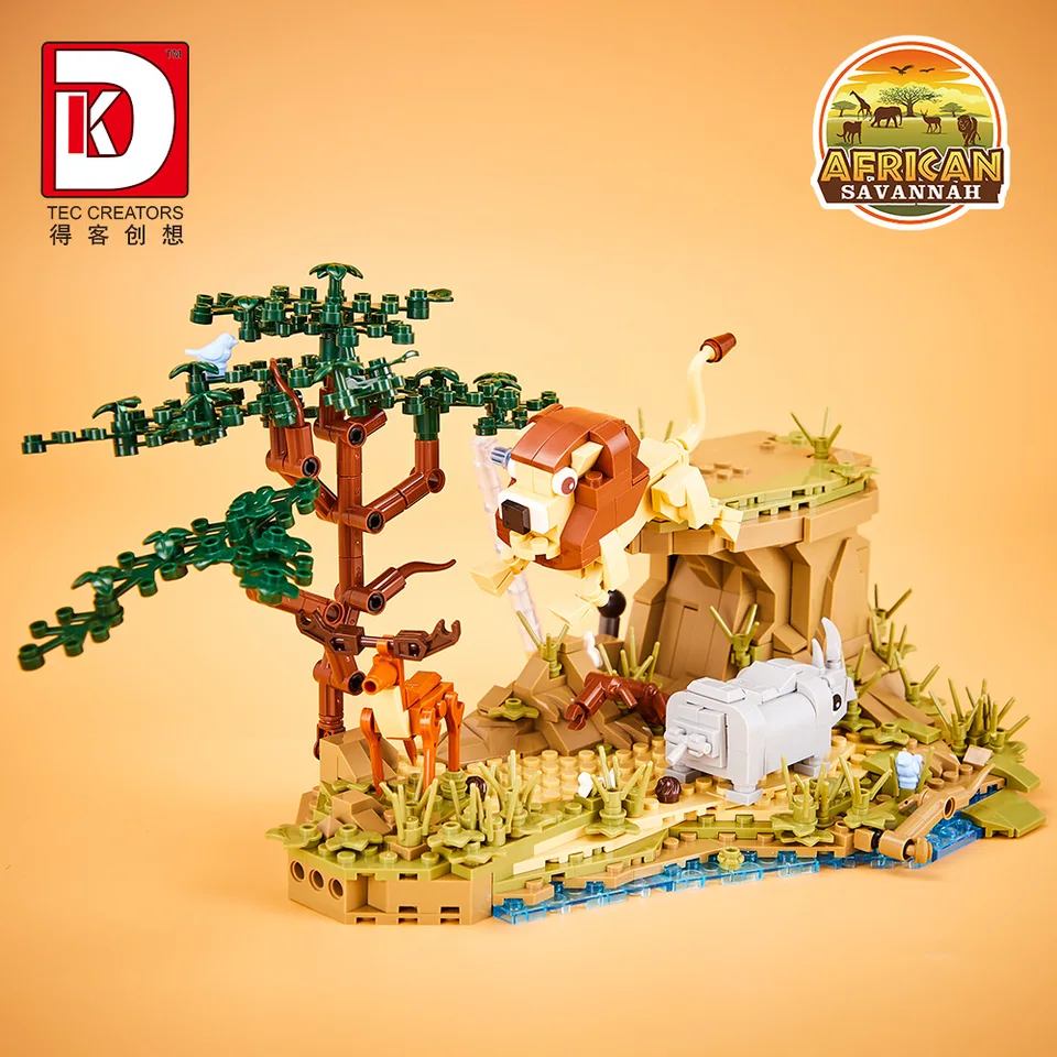 NOVÝ DK 6025 755KS MOC Idea African Savannah Building Blocks Zhromažďovanie tehál Model hračky pre chlapcov vianočný darček