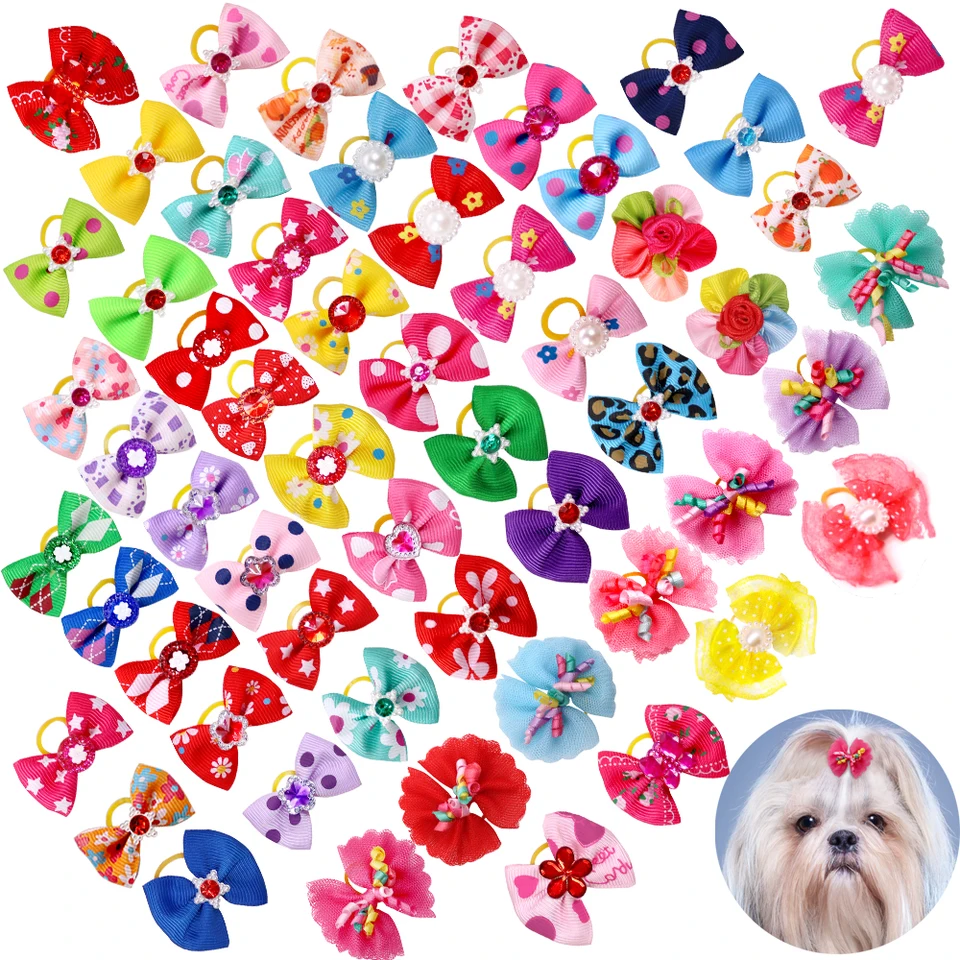 Nový domáci psí psie vlasy lukant Multifarious Dress-up Small Dogs Cats Hair Luky gumové pásky