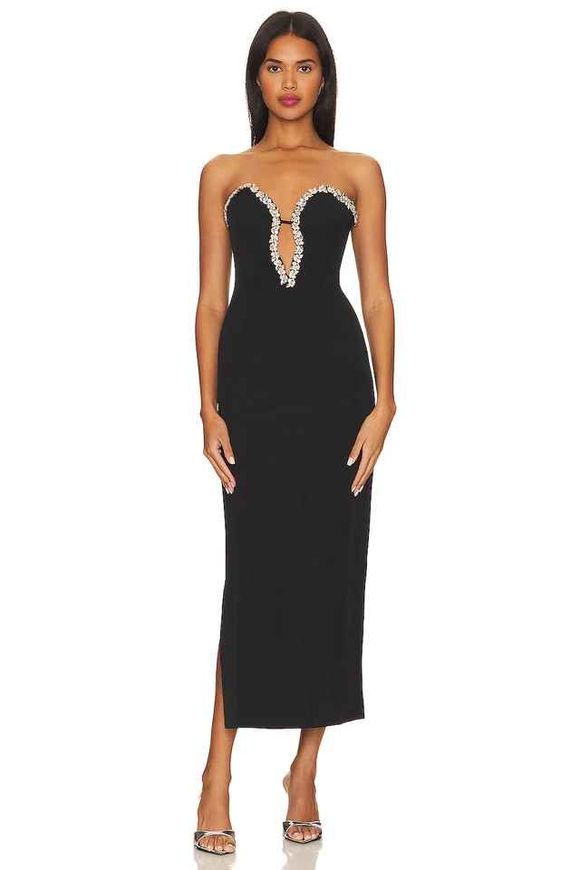 Nový dorazí Ligth Beading Bandages Dress Women Sexy elegantné remienky bez spätných odevov Bodycon Celebrity Party Večerné šaty
