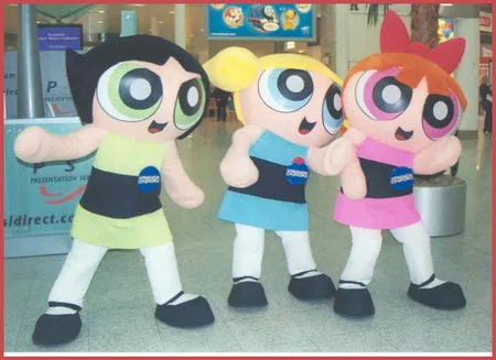 Nový dospelý predaj Foam Foam Powerpuff Girl Fancy Cartoon Mascot kostým plyšové vianočné ozdobné šaty Halloween maskot kostým