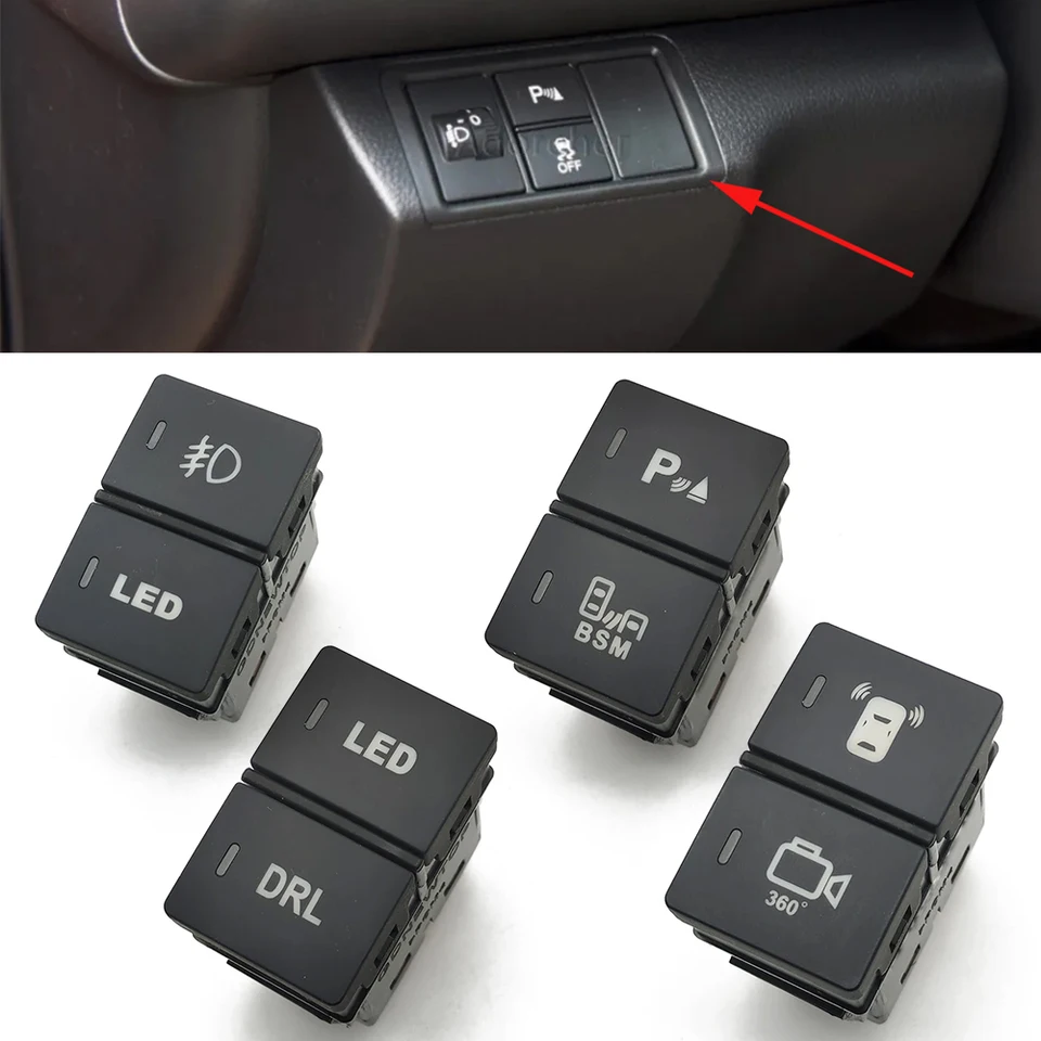 Nový duálny spínač LED DRL FOG Lights 360 Recorder BSM Power Tepelné zrkadlá Parkovacie radarové prepínač s drôtom pre Honda