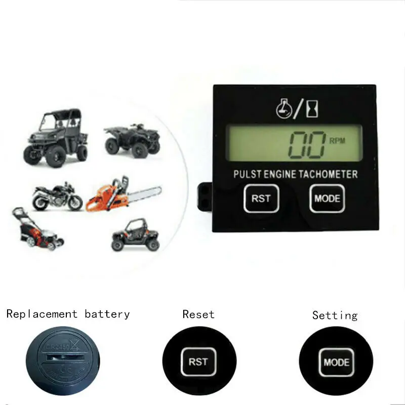 Nový dvojitý gombík Motocyklová reťazová píla High Tachometer benzínový motor Lawn Digital Display Indukčný tachometer rýchlosti impulzu