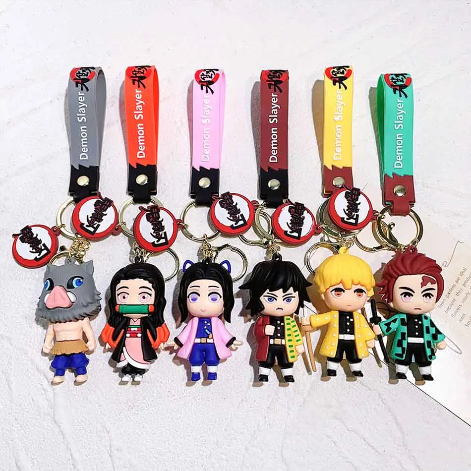 Nový démon Slayer Kimetsu no Yaiba Blade of Ghost Keychain Roztomilé postavy taška prívesok kľúča kľúče kľúča prsteň fanúšikovia darček Anime šperky
