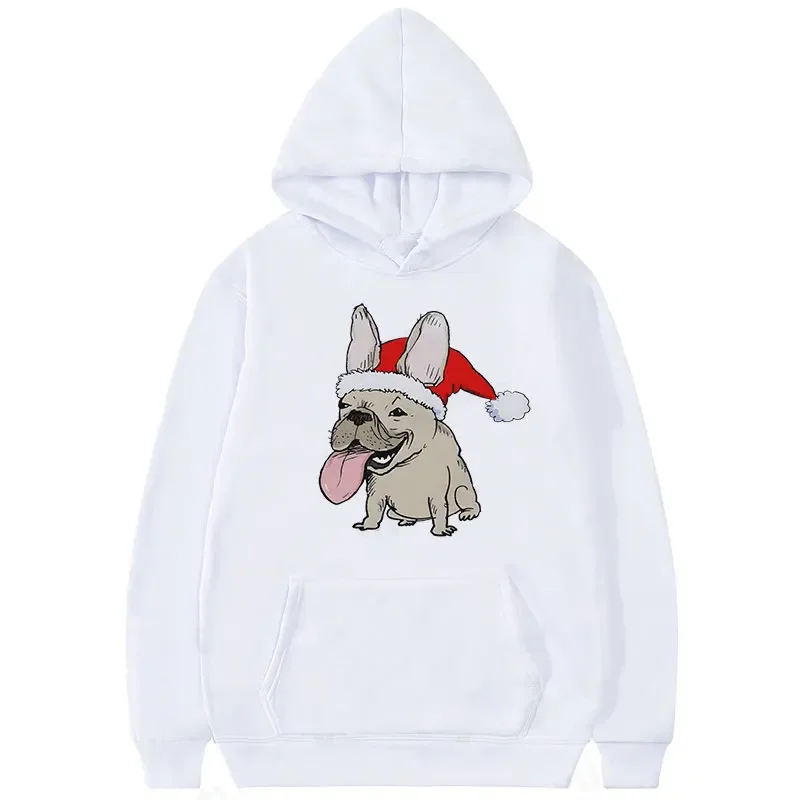 Nový francúzsky pes Santa Claus Funny Print Hoodies francúzsky buldog vianočná mikina s dlhým rukávom mikina voľného času