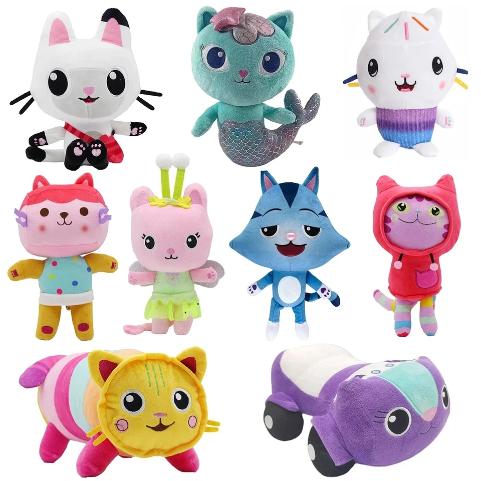 Nový Gabby Dollous Plyšová hračka Mercat Cartoon Screped Animals Usmievavá mačka auto objatie Gaby Girl Dolls Detské darčeky