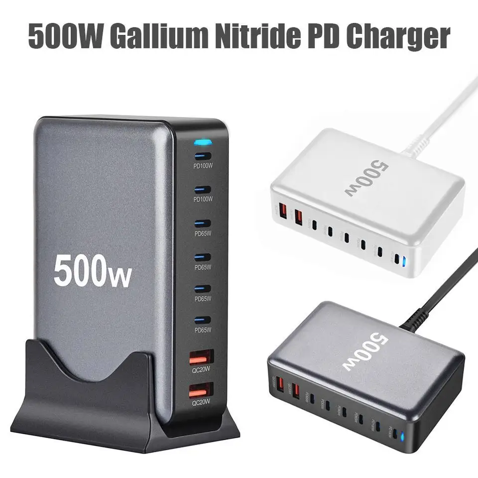 Nový Gan 500W Gallium Nitride PD Desktop Charger Poplatok