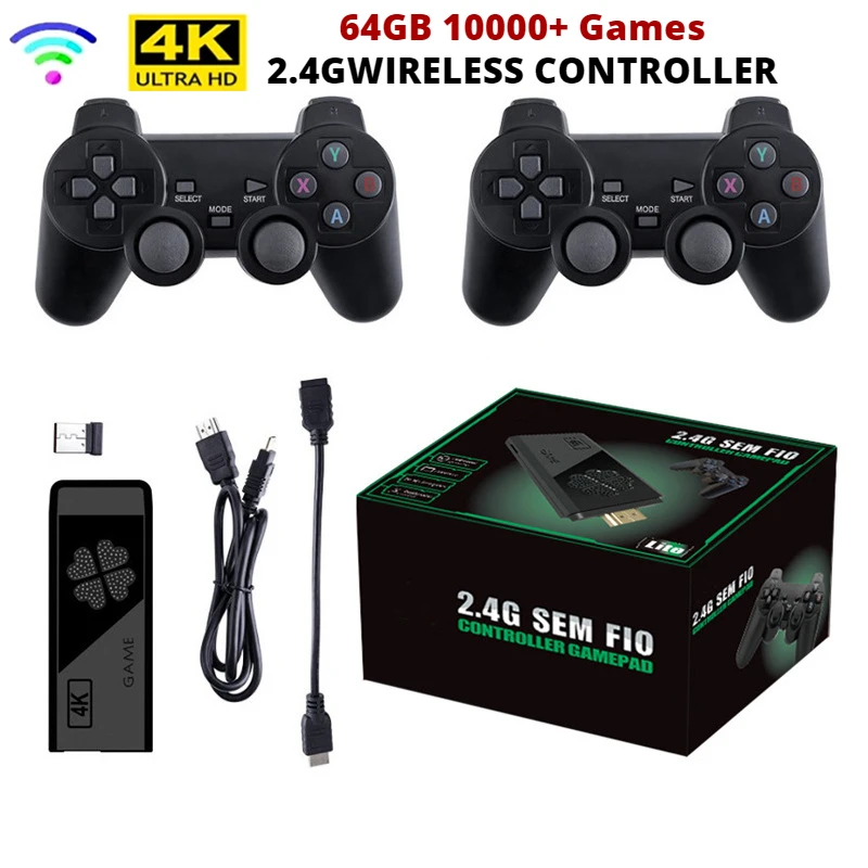 Nový Gen M8 ⅱ Game Stick 4K Nové aktualizované HDMI výstup Dual 2.4G Wireless Controllers Retro TV videohry konzol 9 emulátorov