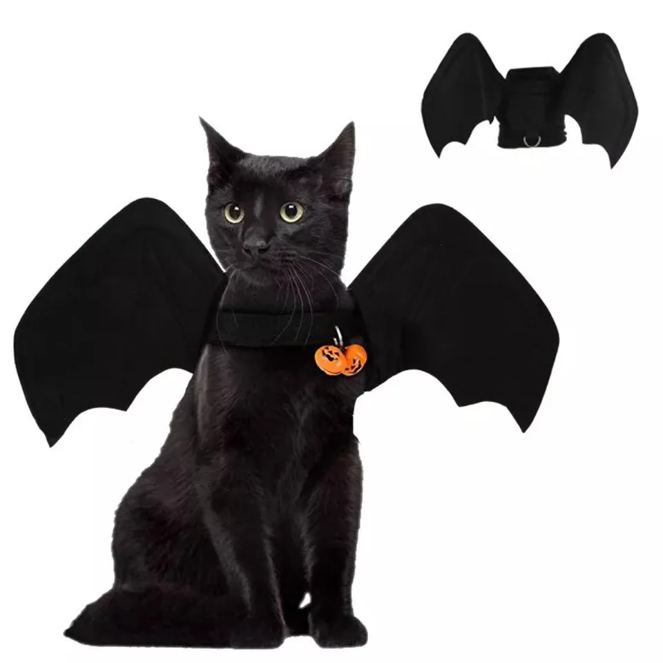 Nový halloween domácich krídiel krídla kostým s zvončekom viacfarebná mačka transformačné oblečenie darčeky šteniatka Cosplay outfit