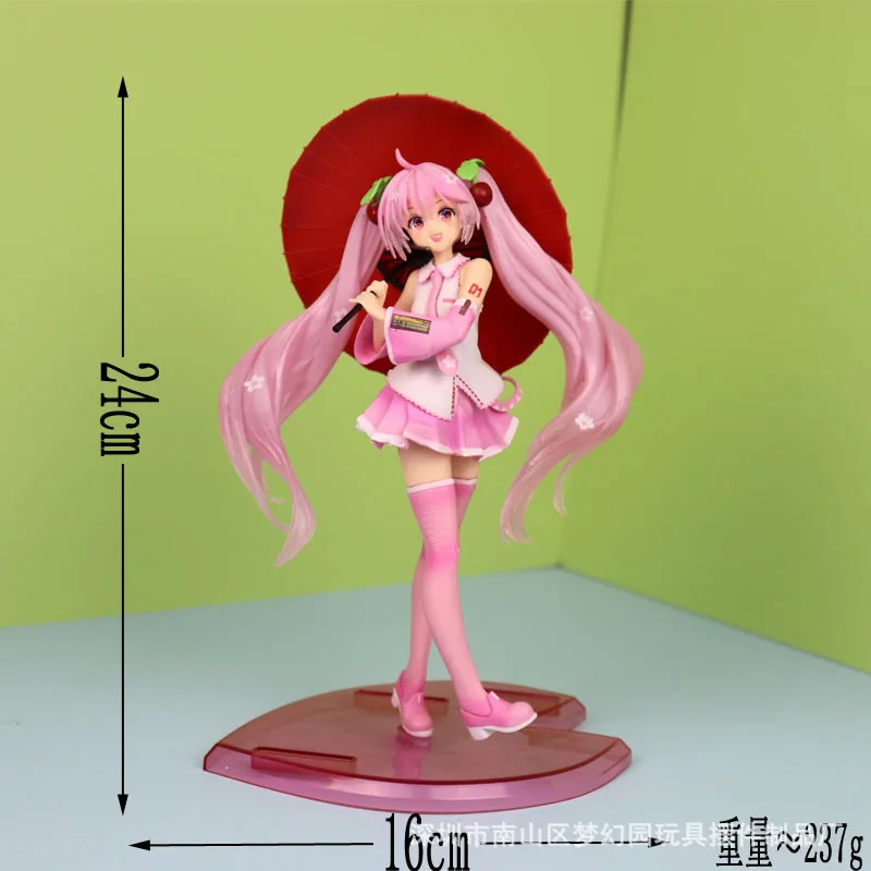 Nový Hatsune Miku Anime Girl Figures dáždniky ružové čerešňové kvety miku figuríny Model Model Model auto dekorácie detské hračky Fanúšikovia darček