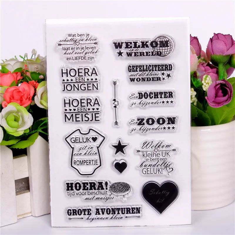 Nový holandský milostný list známka Scrapbooking Nová abeceda pečiatka Embosing Craft Silikone Transparent StampStamponsLace Stationsery